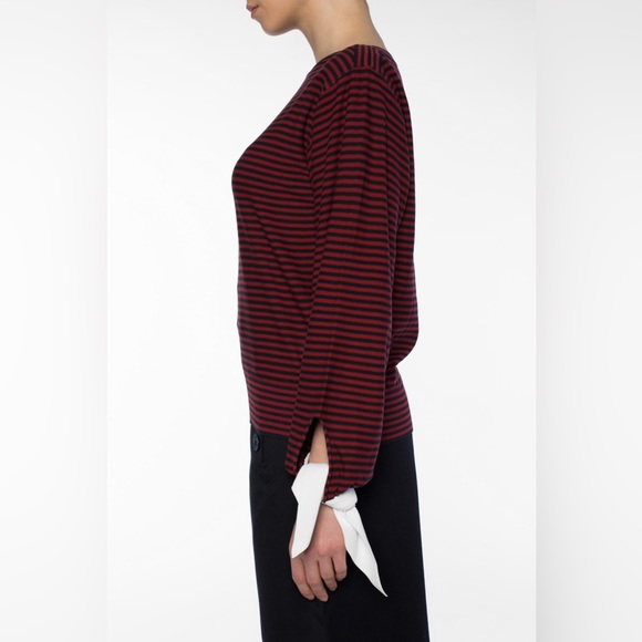 Chloé Striped Cotton Pullover in Burgundy/Navy | XS - Picture 2 of 6